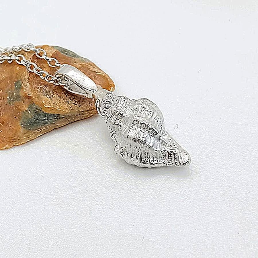 silver welk shell necklace recycled Large Solid sterling silver hallmarked