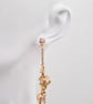 Pearl Dangle Drop Earrings with Cubic Zirconia Gold Coloured Metal Chains - Image 2