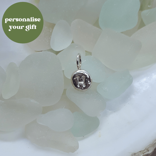 Recycled silver pebble initial charm