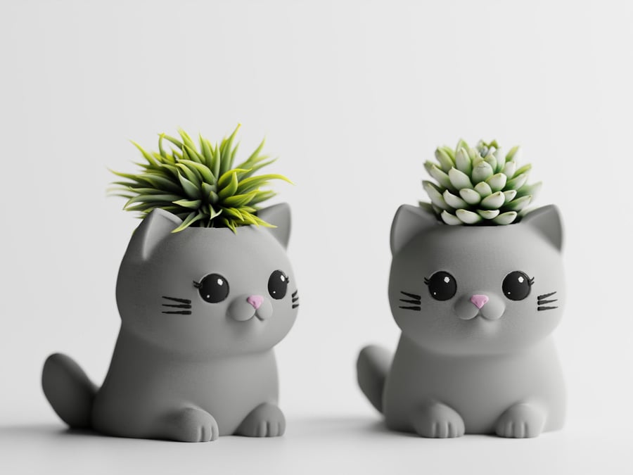Cat Planter 3D Printed Desk Succulent Pot, Cat Lover Gift