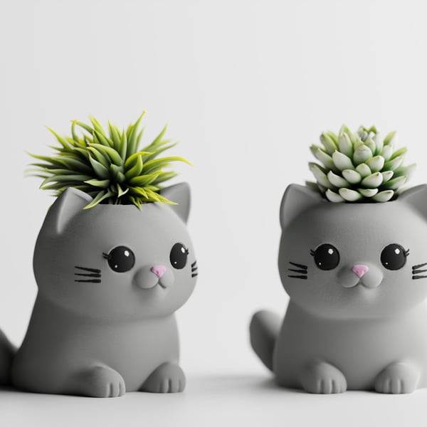 Cat Planter 3D Printed Desk Succulent Pot, Cat Lover Gift