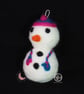 Wool Felted Snowman Christmas Bauble  - Image 4