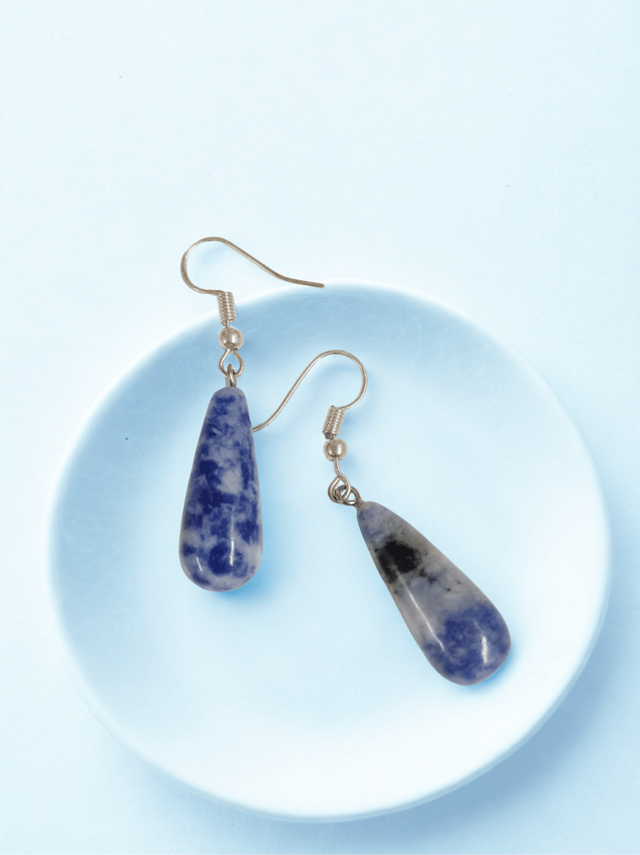 Blue Sodalite Teardrop Earrings 