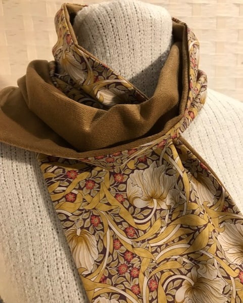 Liberty of London Print Long Scarf.Cotton Tana Lawn and Velvet  