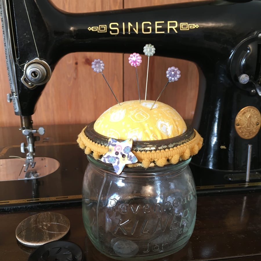 Vintage Kilner Jar Pin cushion - Folksy