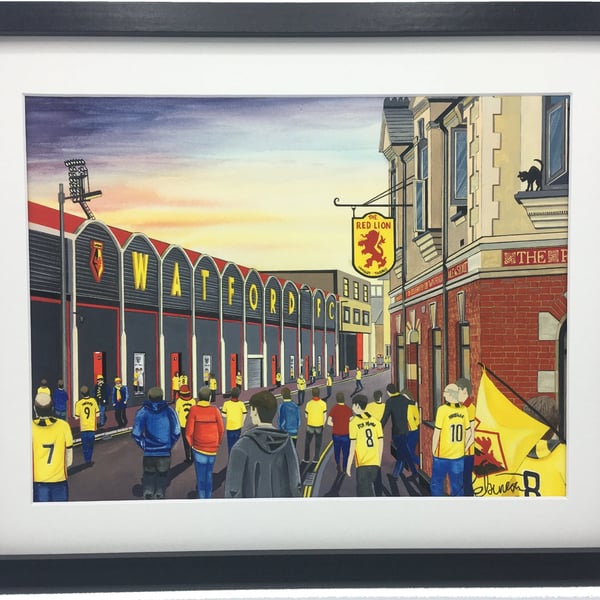 Watford, Framed & Unframed Fine Art Print Football FC, Vicarage Stadium Gift