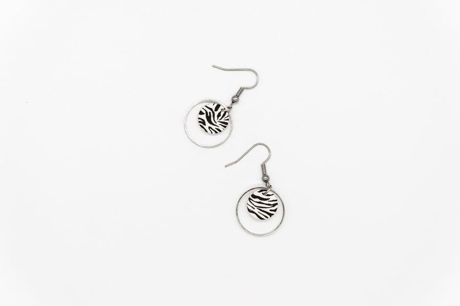 SUZY Statement Earrings in Zebra Print Pattern 