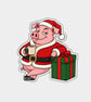 Unique Funny Christmas Sticker Xmas Decal - Pig With Present