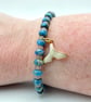 Sea Sediment Jasper & Sunstone Bracelet With Whale Tail Charm,  Gifts For Her. - Image 3