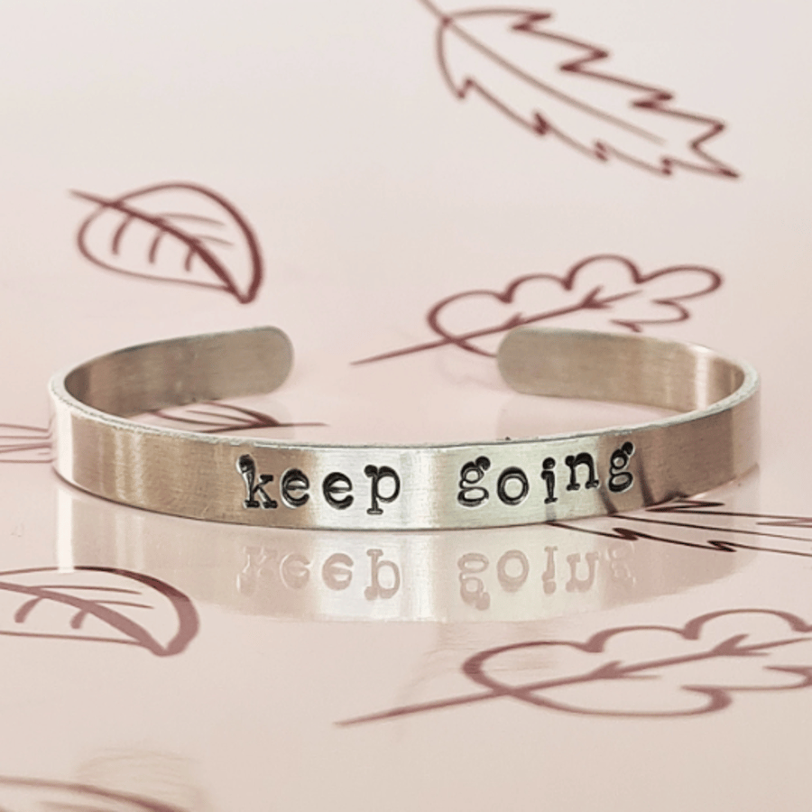 Keep Going Affirmation Bracelet, Positive Affirmation Quote Jewellery