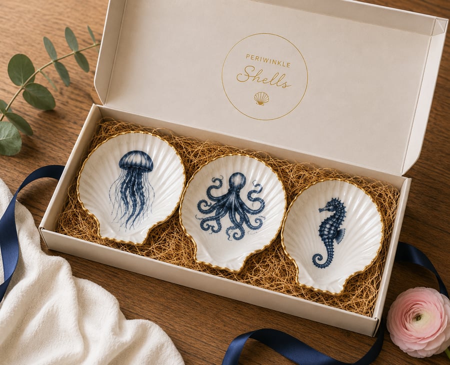 Three Sealife Trinket Dishes