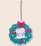 Christmas Wreath Highland Cow Decoration - Embroidered Felt Ornament - Image 2