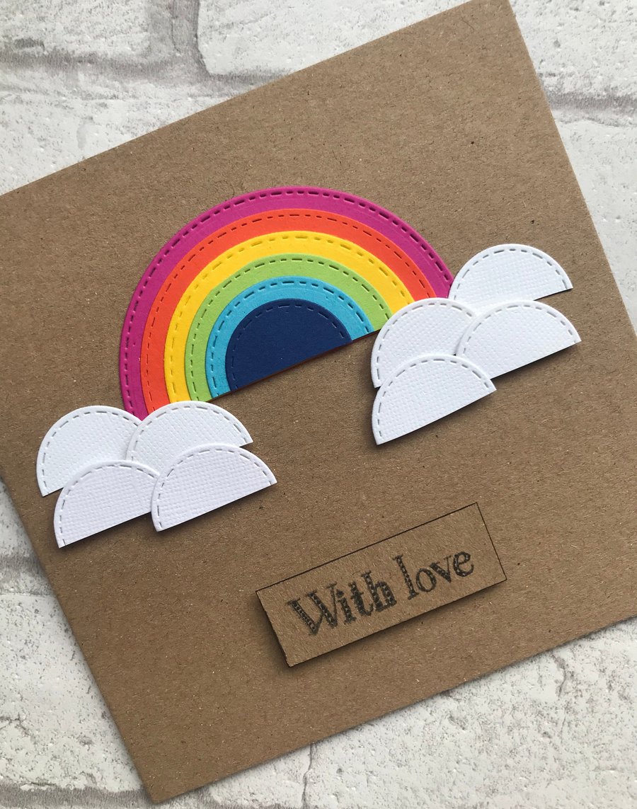 Personalised Handmade With Love Rainbow Card - Happy Birthday Rainbow Card 