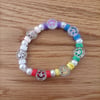 Rainbow Smiley - Handcrafted Polymer Clay Elasticated Bracelet