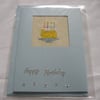 Hand Sewn  - Happy Birthday Card - Cake