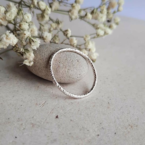 Sparkle Texture Sterling Silver Stacking Ring - Recycled Silver