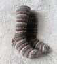 Brown and Grey Striped Socks, Warm Wool Socks, Hand Knitted Socks - Image 2