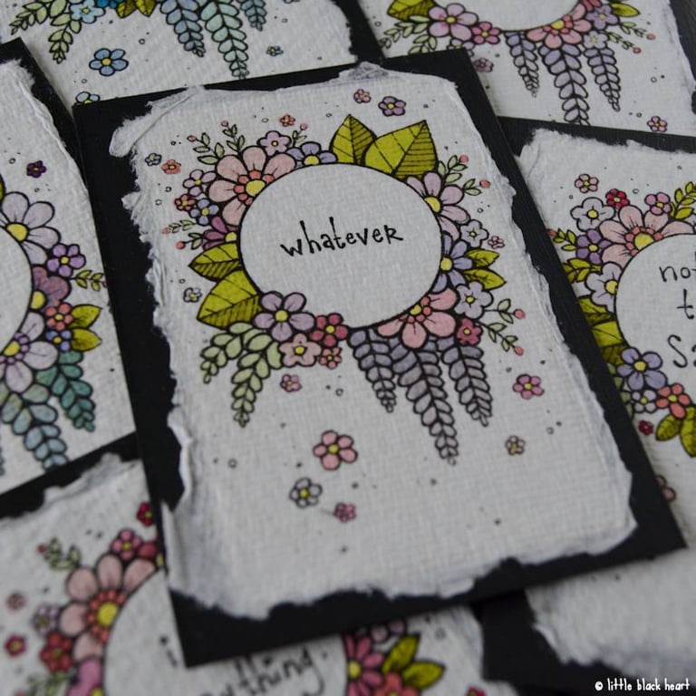 floral wreath whatever - original aceo