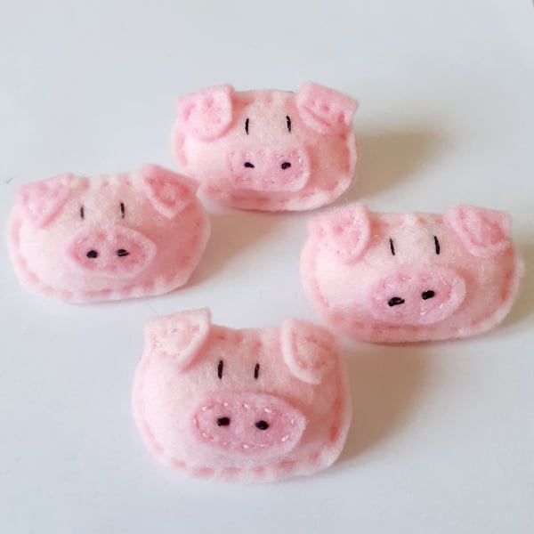 Pink pig brooch, pig brooch, piggy brooch