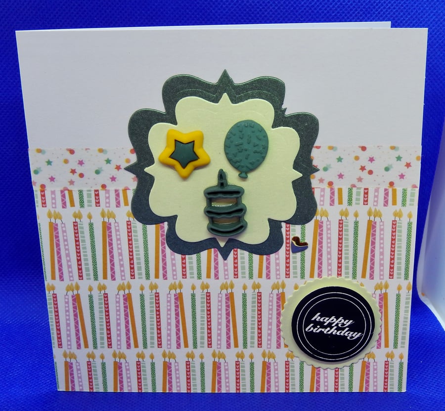 Green birthday buttons card