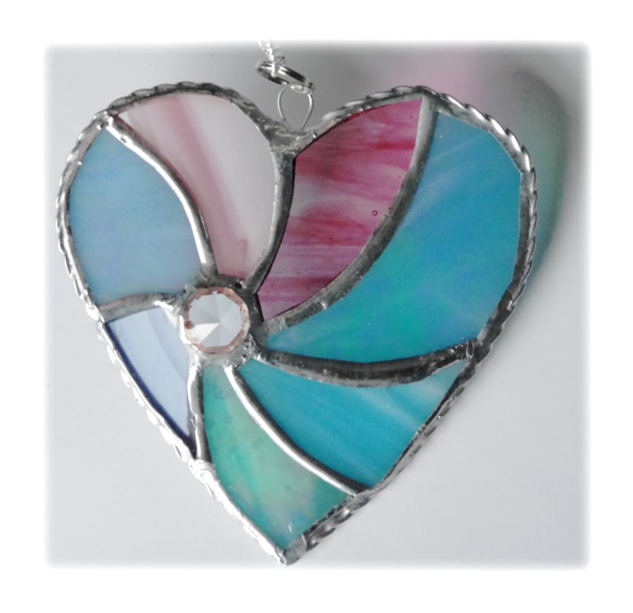 Pastel Swirl Heart Stained Glass Suncatcher 005