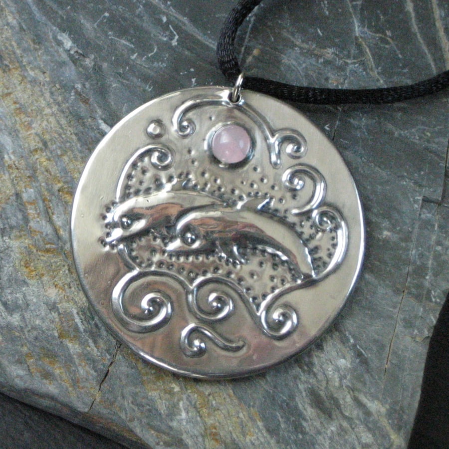 Dolphin Necklace in Silver Pewter