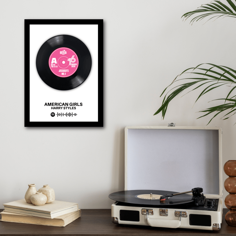 Unique new born baby gift. 7" vinyl with personalised label graphics.