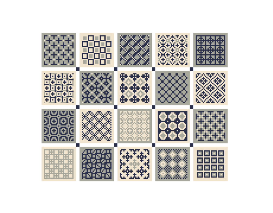 273 - Cross Stitch Pattern: 20 Tiles Patchwork Sampler (PDF Counted Chart)