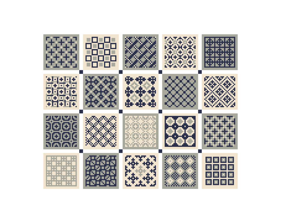 273 - Cross Stitch Pattern: 20 Tiles Patchwork Sampler (PDF Counted Chart)