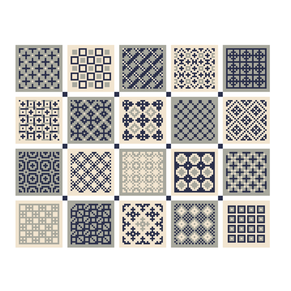 273 - Cross Stitch Pattern: 20 Tiles Patchwork Sampler (PDF Counted Chart)