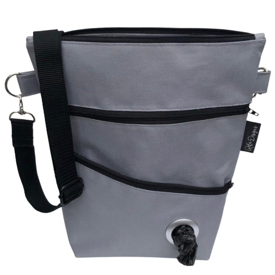 Dog walking bag, waterproof grey 