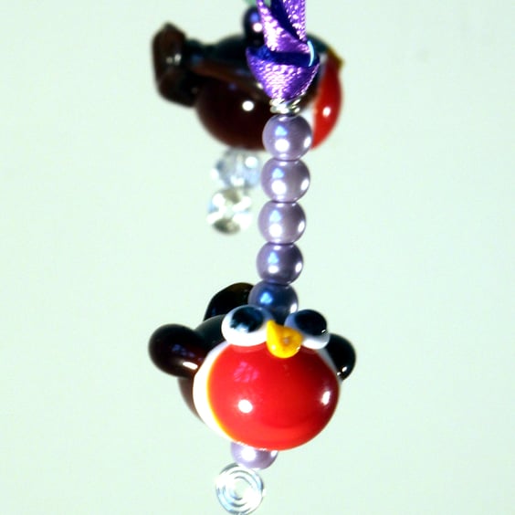 Flameworked Glass Robin Decoration - Teacher thank you gift idea