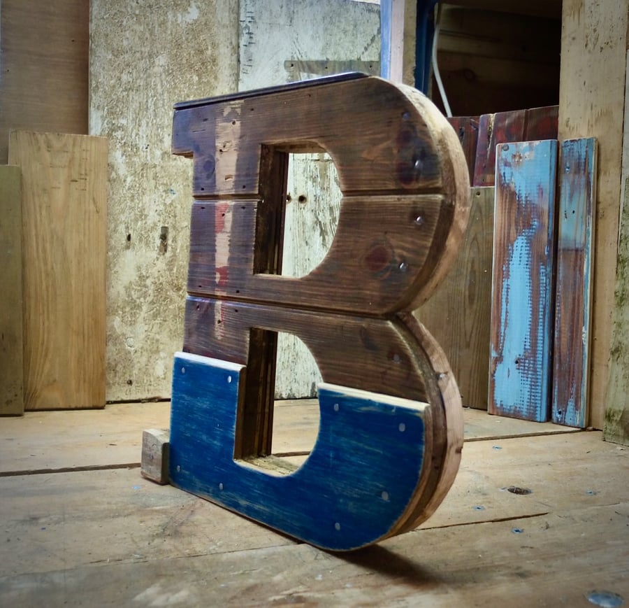 Reclaimed & Rustic Wooden Letter B