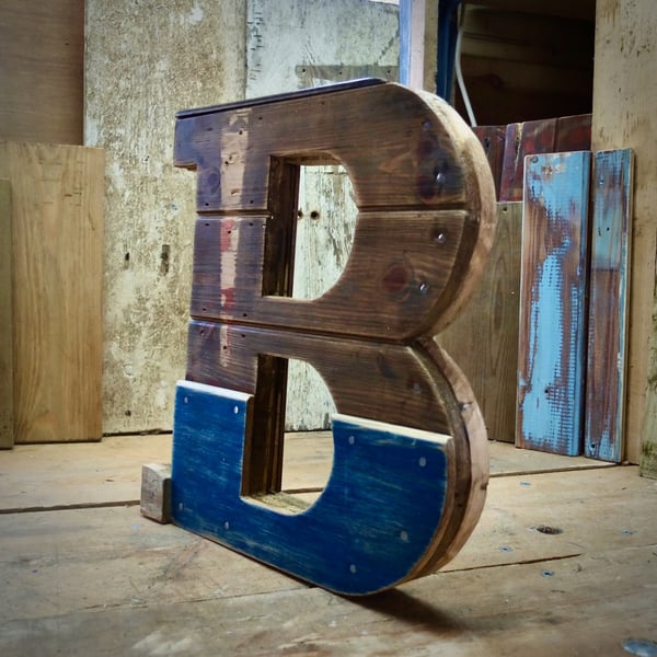 Reclaimed & Rustic Wooden Letter B
