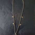 Silver owl and moon pendant necklace with star charms 
