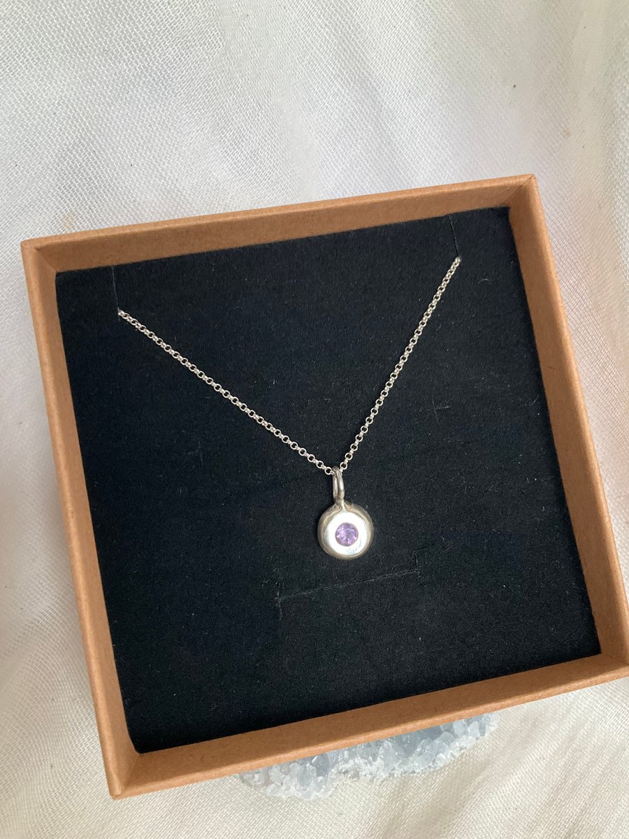 Silver Gem Pebble Amulet