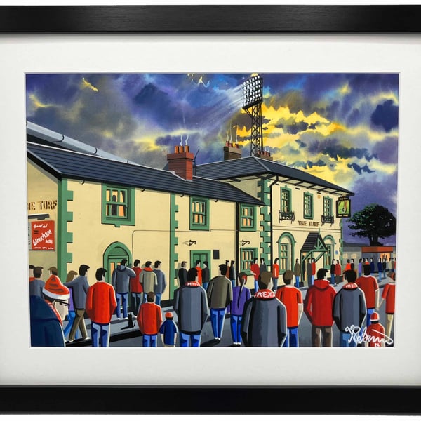 Wrexham AFC, Racecourse Ground Framed, Football Art Print 14" x 11" Frame 