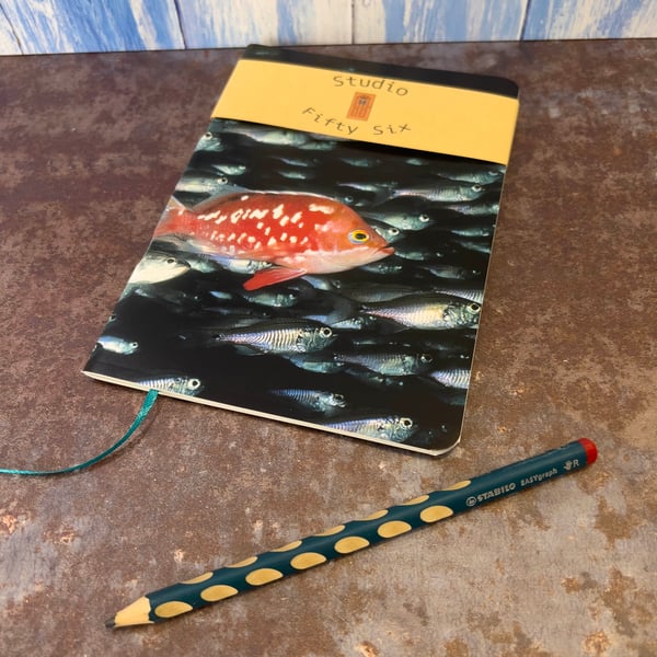Notebook, Marine themed, A5 (ish), made from up-cycled and recycled materials.
