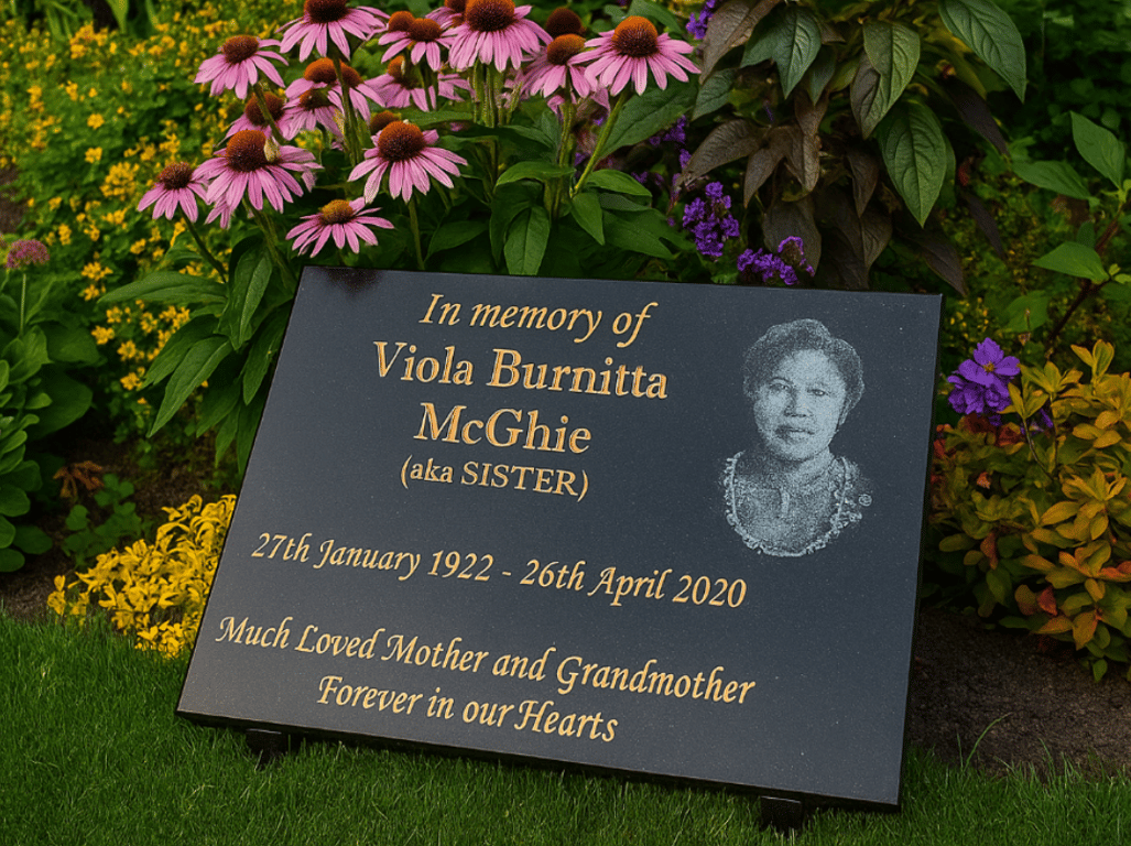 Engraved Grave Plaque Memorial Marker slanted Memorial plaque Photo memorial 
