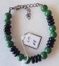 Green  and Black Beaded Adjustable Bracelet - Summer Seconds