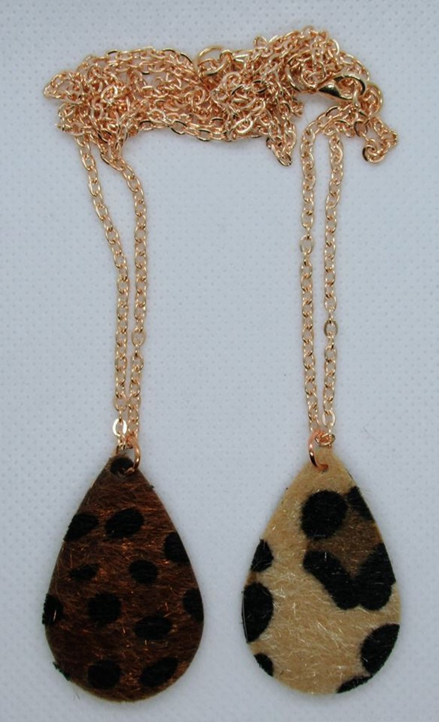 Leopard Print Leopardskin Teardrop Textured necklace - rose gold plated