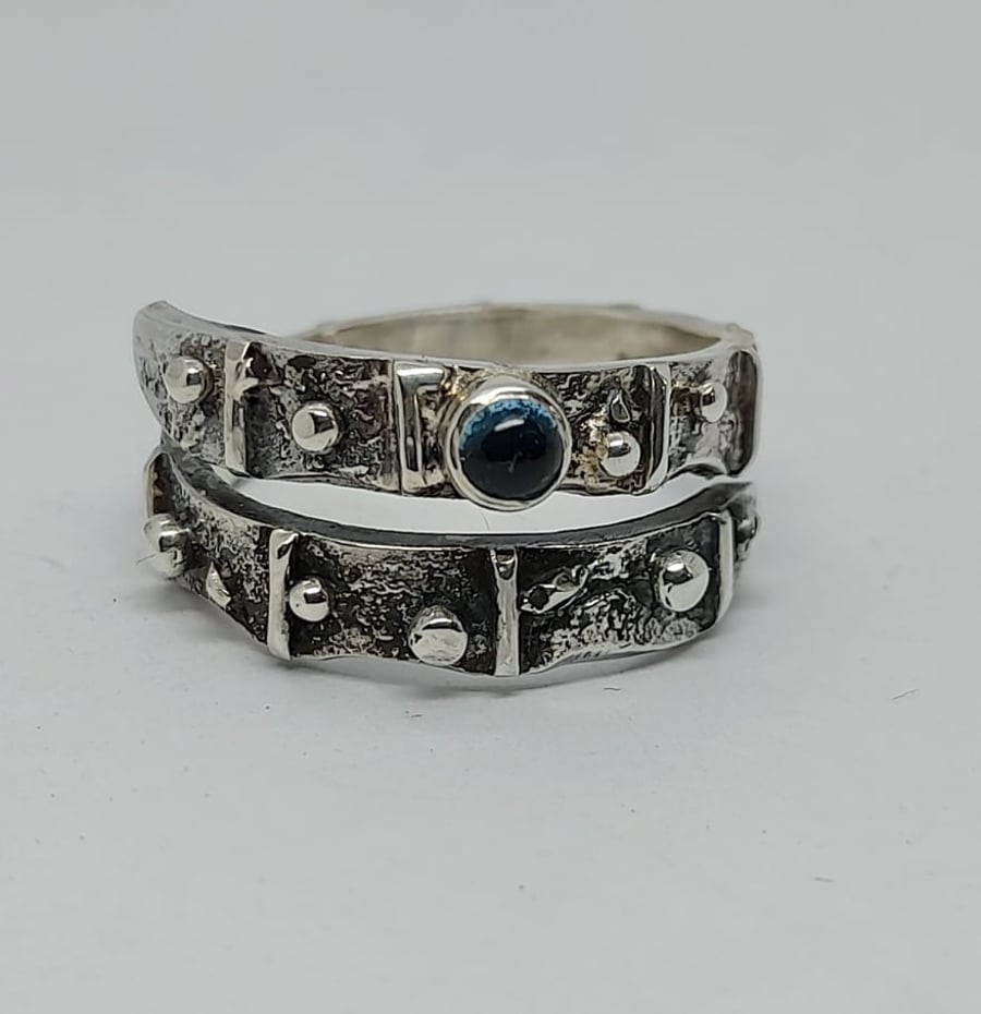 Limpet Shell Wrap Ring with Blue Topaz