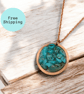 Turquoise Blue Magnesite Copper Geode Pendant - Crown Chakra Healing - Image 1