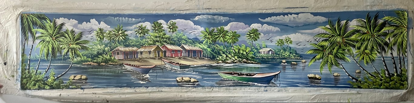 Tropical Island Original Painting on Canvas, Caribbean Paradise 