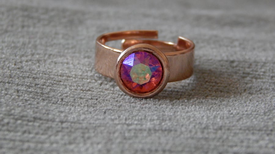 Padparascha Illumine Solitaire Swarovski Ring