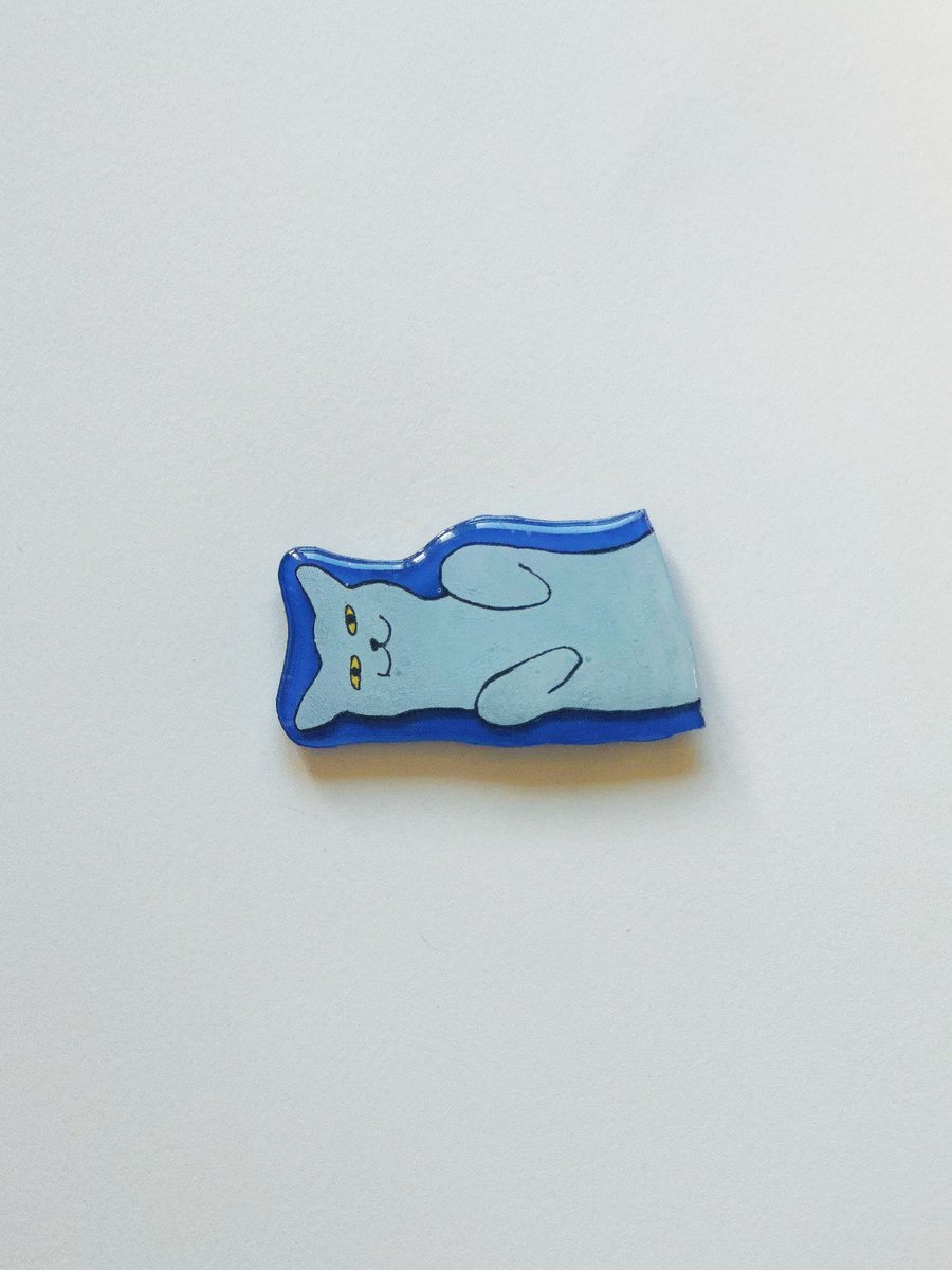 Green Flags Only Cat– Handmade Original Pet Illusration Fridge Magnet