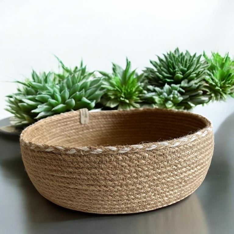 Handmade natural Jute Bowl Rustic Natural Storage Basket braid