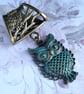 Owl Scarf Pendant, Scarf Jewelry, Antique Bronze, Vintage Style Patina - Image 3