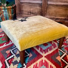 Yellow Crushed Velvet Sequin Stars Footstool Coffee Table New