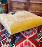 Yellow Crushed Velvet Sequin Stars Footstool Coffee Table New - Image 1